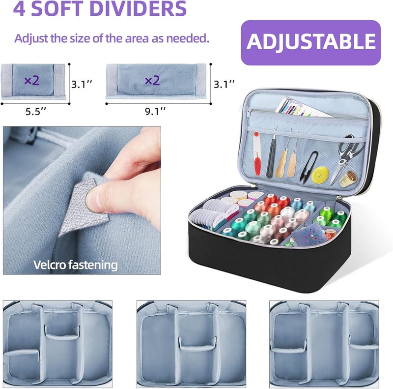 ALSLEA Sewing Supplies Organizer Bag 11.5"x 8"x 6" Sewing Box for Women Sewing Organizer Small Storage Bag Sewing Basket Travel Sewing Box for Sewing Supplies, Scissors, Thread, Pins, Needles, Clips (Black) - Image 4